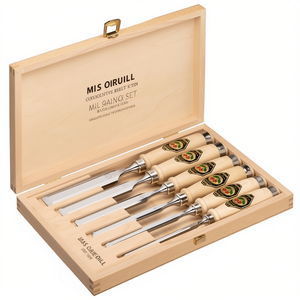 Juego de 6 Cinceles Estilo Ulm de 6, 10, 12, 16, 20 y 26 mm con Mango de Haya Blanca en Caja de Madera CHERRY para Otras Manualidades - Product Image 3