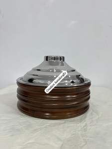 Bois et métal Design moderne nouveauté chauffe-plats Casserole et marmite en bois d'acacia et acier inoxydable en métal - Product Image 4