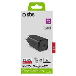 Cargador de Pared USB Tipo-C MINI de 65W con GaN Power Delivery, NEGRO, TETRGAN1C65W, Cargador de Batería, Cable y Adaptadores - Product Image 2