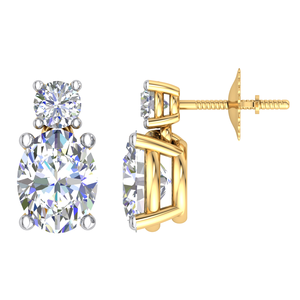 Boucles d'oreilles en or massif 18 carats avec diamants cultivés en laboratoire, coupe ovale VS1, clarté, or blanc pour la fête des femmes, exportateur indien certifié IGI - Product Image 1