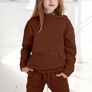 Conjuntos de ropa para niñas pequeñas, chándal de manga larga de Color sólido, Sudadera con capucha, Tops, pantalones, trajes para niños, chándal - Product Image 3