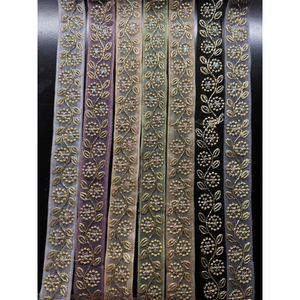 Tissu de Mariée en Dentelle de Miel Brodé de Paillettes à Motifs Floraux, Style Moderne et Traditionnel, Élégant pour Tenues de Mariage - Vente en Gros - Product Image 3