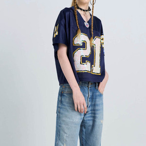 เสื้อฟุตบอลชายสไตล์วินเทจสไตล์อเมริกันเสื้อครอปผ้าตาข่ายสไตล์สตรีท OEM - Product Image 4