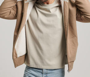 Sweat-shirts à capuche zippés en molleton français 100% coton à épaules tombantes sur mesure pour hommes Logo imprimé en relief personnalisé Sweat-shirt pour hommes lourd - Product Image 6