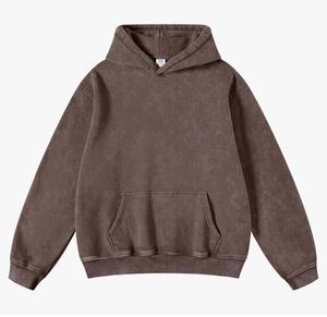 Sweat à capuche homme 100% coton molletonné Logo personnalisé Lavage à l'acide Impression de luxe Surdimensionné Hiver Poids lourd Sans ficelle Style capuche Couleur unie - Product Image 1