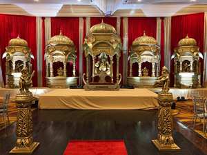 Mehraab thème scène pour Walima décoration mariage musulman thème Nikah scène décor Grand moghol thème mariage fibre scène - Product Image 4