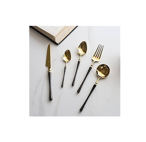 Fourchette cuillère en laiton poli miroir, ensemble de couverts dorés, ensemble de couverts martelés en or pour différentes tailles - Product Image 1