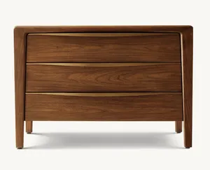 Penjualan terlaris desain Modern warna Walnut Nightstand kualitas tinggi Oak Hotel Villa kabinet penyimpanan disesuaikan untuk apartemen