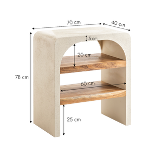 Consola pequeña en MDF efecto hormigón y madera de acacia Dalva - Product Image 5