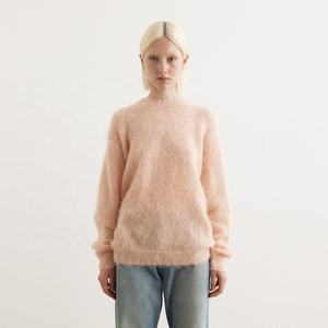 เสื้อสเวตเตอร์สวมหัวผ้าขนโมแฮร์ของผู้หญิงเสื้อสเวตเตอร์คอกลมนุ่มนิ่มใส่สบายสำหรับฤดูหนาว - Product Image 1