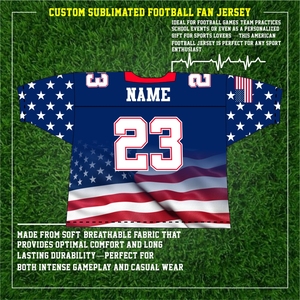 Diseño de bandera americana personalizado para hombre Fan Jersey Streetwear Jersey de malla de gran tamaño 100% poliéster fútbol americano Jersey - Product Image 3