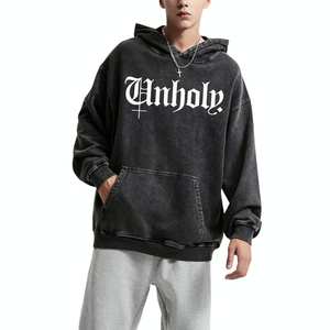 Sudadera con capucha Unholy Acid Wash personalizada para fabricantes, sudadera atea, sudadera con capucha extragrande, sudadera con cremallera completa de peso pesado, estilo libre, 100% algodón - Product Image 1