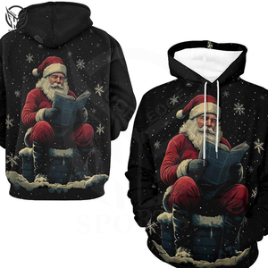 Sudadera con Capucha Navideña de Felpa 100% Algodón para Hombre, Corte Holgado, Ecológica y de Secado Rápido para Invierno - Product Image 3