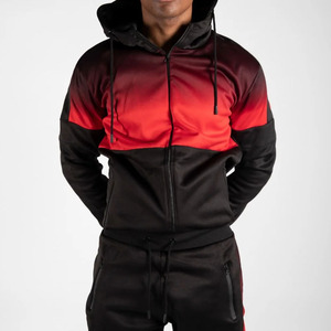 Conjunto de chándal atlético para hombre de algodón 100% hecho a medida, chándal cálido con cremallera completa para correr, para entrenamiento de gimnasia, función transpirable - Product Image 2