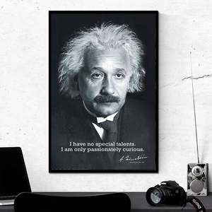 Albert Einstein Modern Design <b>Poster</b> Paper Material with Black Frame "I Have No Special Talent" Quote - Product Image 1