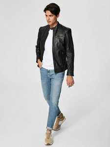 Wholesale Unisex Regular Sleeve <b>Genuine</b> Leather Vintage Jacket Camouflage Pattern Stand Windproof Waterproof Outerwear Plus Size - Product Image 3