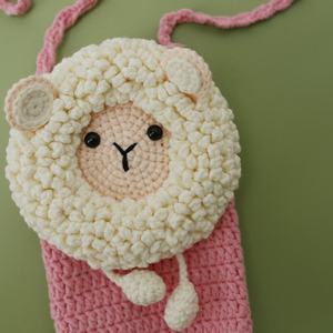 Bolso de Teléfono Móvil Tejido a Crochet, Diseño de Oveja, Hecho a Mano, Accesorio de Moda - Product Image 3