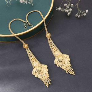 ต่างหูห้อยทองเหลืองชุบทองแบบดั้งเดิมต่างหูแฟชั่นแบบโซ่ยาวสำหรับงานแต่งงานและโอกาสพิเศษ - Product Image 2