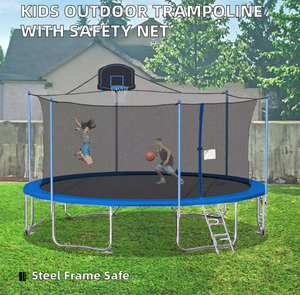 Sale Outdoor Alloy Steel & Aluminum 10ft Kids <b>Trampoline</b> with Safety Enclosure Net Christmas Gift for Boys and Girls - Product Image 1