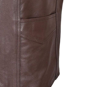 Nouveau Gilet 2025 en Cuir de Vache Véritable Ciré avec Taille Personnalisée Marron Homme 100% Authentique Prix de Gros - Product Image 3