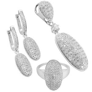 "925 Silver <b>Rose</b> <b>Gold</b> Plated Cubic Zirconia Classic Women's <b>Jewelry</b> <b>Set</b> for Wedding & Party Gifts" - Product Image 1