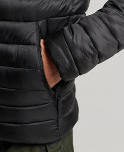 <b>Men</b> <b>Black</b> Plus Size Soft Shell Puffer Jacket Full Zipper Windproof Breathable Print Neck Cover Fashion Casual Outdoor Style Low - Product Image 3