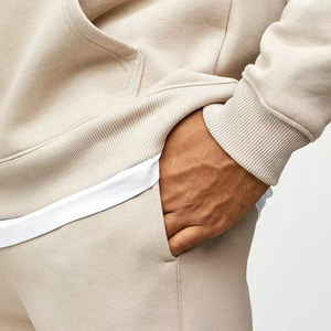 Traje de jogging con logotipo personalizado 100% chándal de algodón en blanco grueso pesado chándales pantalones de chándal unisex y conjunto de Sudadera con capucha para hombres - Product Image 3