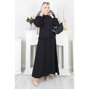 Ensemble 2 pièces noir boutonné avec détail volanté – Tailles XS/S – Haut et jupe - Product Image 3