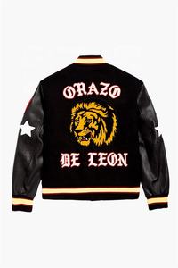 Chaqueta Universitaria de Hombre Estilo Hip Hop, Chaqueta Bomber de Invierno con Mangas de Cuero y Lana, Chaqueta Universitaria de Béisbol para Hombre - Product Image 4