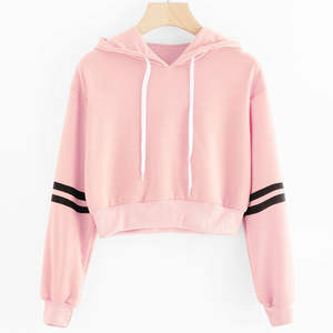 Wholesale price Loose <b>Crop</b> Top Women's Hoodies Clothing Custom Logo blank Loose <b>Long</b> <b>Sleeve</b> Cropped hooded - Product Image 5