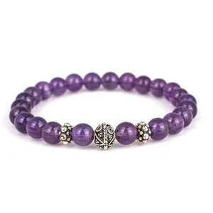 Men's 925 Sterling <b>Silver</b> <b>Bracelet</b> with 8mm Amethyst Crystal Stone Elegant <b>Bangles</b> - Product Image 1