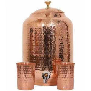 Distributeur d'eau en cuivre pur 100% de jauge lourde martelé à la main avec robinet en acier inoxydable Capacité de 2 + gallons - Product Image 6