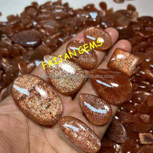 100% naturales hechos a mano de la mejor calidad piedras preciosas sueltas Sunstone cabujón rojo en forma de mezcla tamaño parte posterior plana certificada fabricación de joyas - Product Image 1