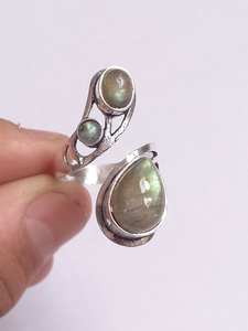 Natural Labradorite Gemstone <b>Ring</b> Healing <b>Crystal</b> Adjustable Jewelry - Product Image 5