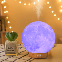 HonSun 2024 Unique Cool Mist Automatic Smart Appliances Diffusor Nouveau Design 3D Moon Lamp Light Diffuser avec Fleur Style Sculpté