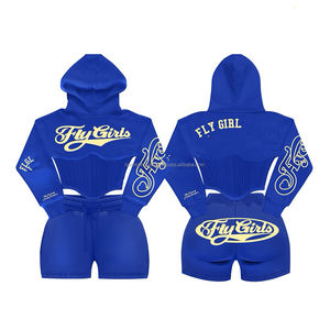 Ensemble court à capuche pour femme, camouflage, décontracté, imprimé, 2 pièces, avec sweat à capuche court zippé et short - Product Image 2