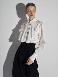 เสื้อเชิ้ตผู้หญิงทรงหลวมดีไซน์หน้าเรียบสไตล์มินิมอลเสื้อผ้าผู้หญิงขนาดควีนไซส์ - Product Image 3