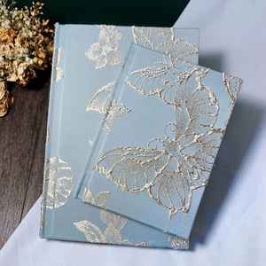 LABON Journal de rêve papillon fait main Journal bleu vintage Carnet de broderie romantique Cadeau littéraire pour écrivains <span class=keywords><strong>et</strong></span> rêveurs - Product Image 1