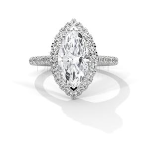 Anillo de boda de diamante cultivado Halo Leb corte Marquesa Original, anillo de compromiso de Plata de Ley 925 para mujer, joyería fina - Product Image 2