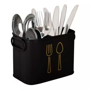 Best Quality Luxury Black Metal Cutlery Holder With Handle in Wholesale Price - Product Image 4