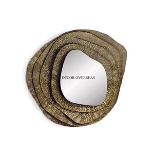 Tamaño y logotipo personalizados disponibles Espejo de pared con forma rectangular enmarcado de diseñador elegante de metal resistente chapado en oro de alta calidad - Product Image 6