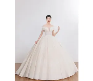 Sexy A-line cô dâu ăn mặc tay áo ngắn lãng mạn ren đính vải tuyn váy cưới cho phụ nữ gowns tnbpno32