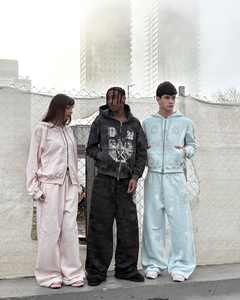 Sun Faded Heavyweight Boxy Fit Cropped French Terry 450 Gsm Survêtement empilé Vintage Full Zip up Hommes Pantalon de survêtement et Ensemble de sweat à capuche - Product Image 4