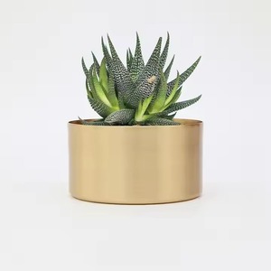 Maceta de latón artesanal de primera calidad con orificio de drenaje, acento interior decorativo para mesa de jardín, oficina o entrada - Product Image 1