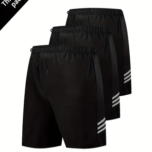 <b>Men's</b> Double Layer Breathable Cotton Mesh <b>Shorts</b> Mid-Waist Casual Style for Outdoor Running & Training Anti-Wrinkle Feature - Product Image 4