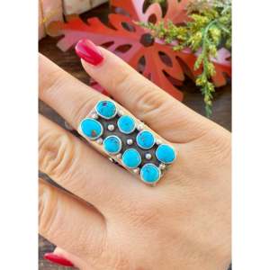 Bagues en turquoise de Kingman Navajo et argent sterling, plaquées or rose, serties clos, pour marques privées agréées 'IS' - Product Image 2