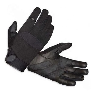 Guantes tácticos de cuero de supervivencia al aire libre negros con guantes de manejo protectores de goma - Product Image 3