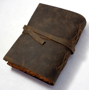 Diario de Cuero con Tapa de Papel de Algodón Reciclado Genuino Marrón Suave y Flexible, Aspecto Envejecido Antiguo con Correa a Juego - Product Image 6