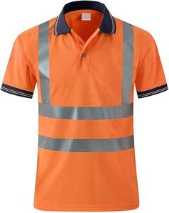 Camiseta Polo de Trabajo de Alta Visibilidad para Hombre, Unisex, Manga Larga, Personalizable con su Logotipo, Color Naranja Fluorescente, Tejido Transpirable - Product Image 4