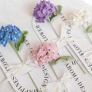 Tarjetas de Felicitación con Hortensias Tejidas a Mano, Flores Artificiales de Lana para Regalos Navideños, Adornos de Mesa, Flores Preservadas - Product Image 2